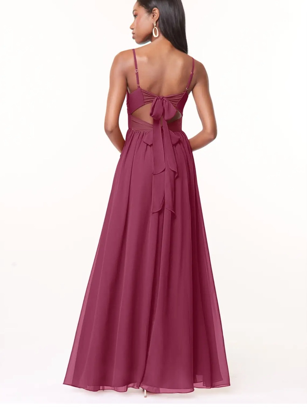 Azazie Mulberry Backless Tie-Back Chiffon Gown